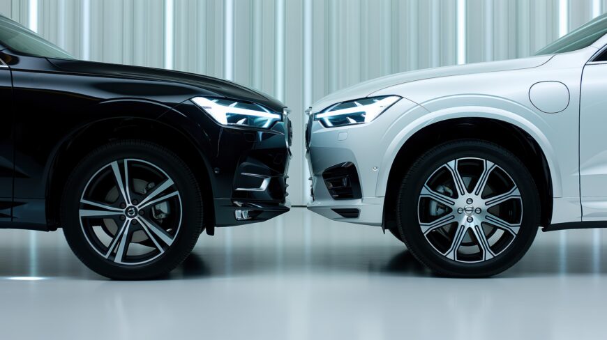 Two cars facing each other